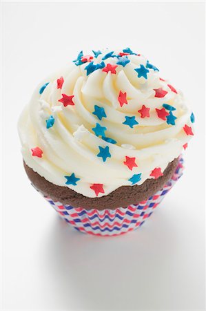 Cupcake, decorated with red, white and blue stars Stock Photo - Premium Royalty-Free, Code: 659-03526163