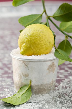 simsearch:659-03524247,k - Fresh lemon in a dish of salt Stock Photo - Premium Royalty-Free, Code: 659-03527205