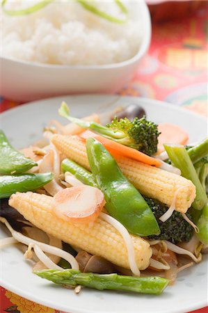 Stir-fried vegetables with rice (Asia) Stock Photo - Premium Royalty-Free, Code: 659-03527677