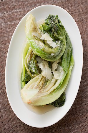 salad top view isolated - Braised romaine lettuce with Parmesan Stock Photo - Premium Royalty-Free, Code: 659-03528271