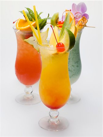 Three fruity long drinks Stock Photo - Premium Royalty-Free, Code: 659-03528481