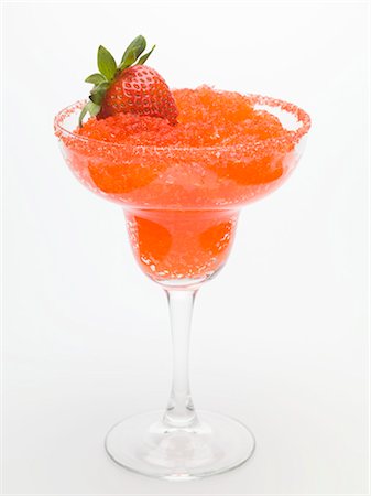 strawberry sorbet - Frozen Strawberry Daiquiri in glass with fresh strawberry Stock Photo - Premium Royalty-Free, Code: 659-03529219