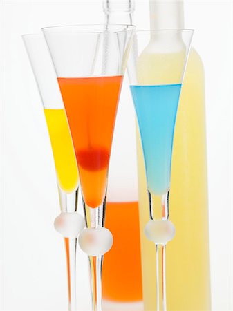 different cocktails - Three different cocktails and bottle of limoncello Stock Photo - Premium Royalty-Free, Code: 659-03529213