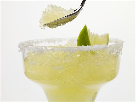 sorbetto - Frozen Margarita in glass and on spoon Stock Photo - Premium Royalty-Free, Code: 659-03529592