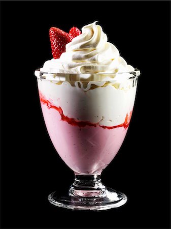 sundaes ice cream images - Strawberry and yoghurt ice cream with cream topping Stock Photo - Premium Royalty-Free, Code: 659-03520972