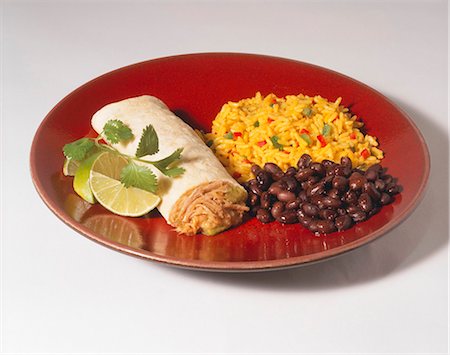 rice dish - Pork Burrito with Black Beans and Rice Stock Photo - Premium Royalty-Free, Code: 659-03521125