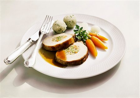 pork loin - Stuffed loin of pork with herb dumplings Stock Photo - Premium Royalty-Free, Code: 659-03521560