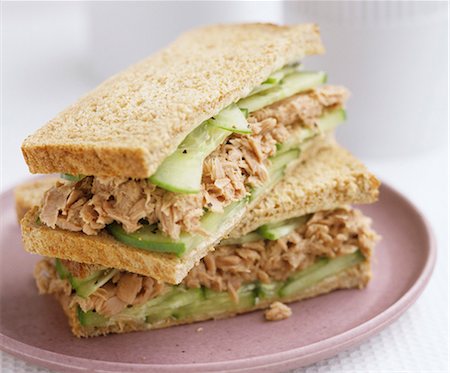 Tuna and cucumber sandwiches in wholemeal bread Stock Photo - Premium Royalty-Free, Code: 659-03522313