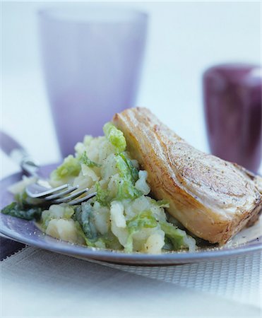 porkchop - Chop with colcannon (Mashed potato and cabbage, Ireland) Stock Photo - Premium Royalty-Free, Code: 659-03522376