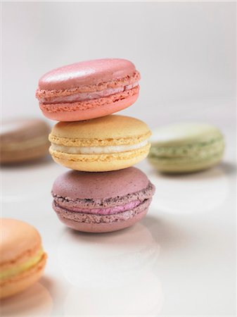 french cuisine - Coloured macarons (small French cakes) Stock Photo - Premium Royalty-Free, Code: 659-03522442