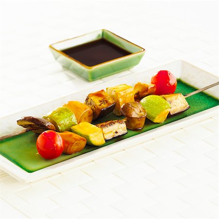 shish kebab - Vegetable kebabs with soy sauce Stock Photo - Premium Royalty-Free, Code: 659-03522461