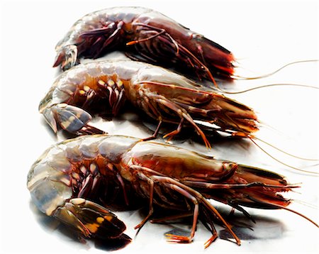 Three fresh red prawns (Asia) Foto de stock - Sin royalties Premium, Código: 659-03523460