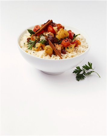 Indian chicken dish on rice Stock Photo - Premium Royalty-Free, Code: 659-03534234