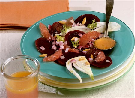 fennel dish - Beetroot, grapefruit and fennel salad with pine nuts Stock Photo - Premium Royalty-Free, Code: 659-03534265