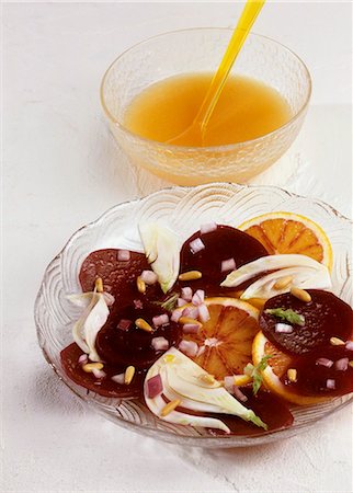 fennel dish - Beetroot, orange and fennel salad with pine nuts Stock Photo - Premium Royalty-Free, Code: 659-03534266