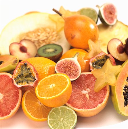 Still life with citrus fruit and exotic fruit Stock Photo - Premium Royalty-Free, Code: 659-03534382