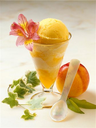 fruit sherbet - Peach sorbet Stock Photo - Premium Royalty-Free, Code: 659-03534397