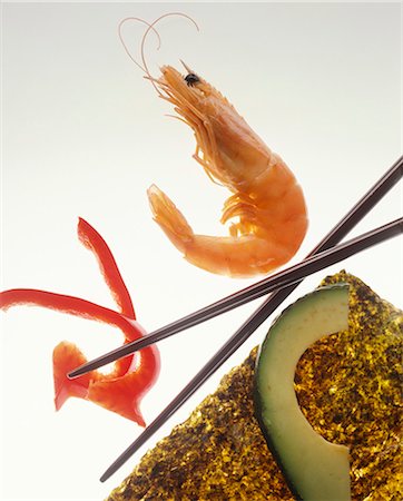 red alga - Sushi ingredients and chopsticks Stock Photo - Premium Royalty-Free, Code: 659-03534723