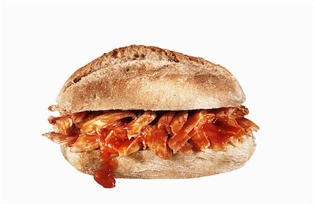 Barbecue Chicken Sandwich on White Background Foto de stock - Sin royalties Premium, Código: 659-03535093