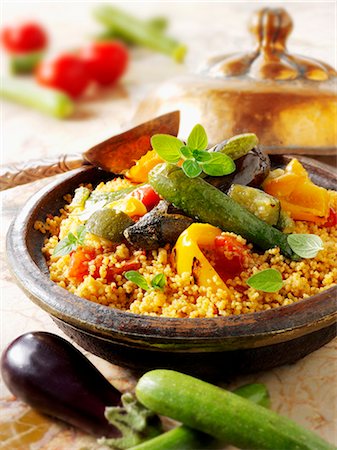 Couscous with fried vegetables Fotografie stock - Premium Royalty-Free, Codice: 659-03535542