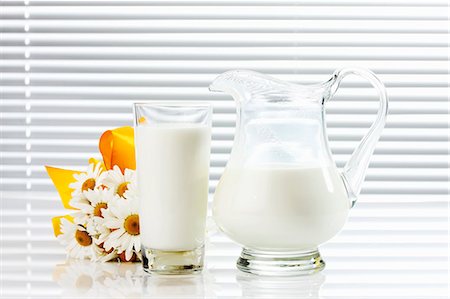 pitcher - Milk in glass and glass jug Stock Photo - Premium Royalty-Free, Code: 659-03535981