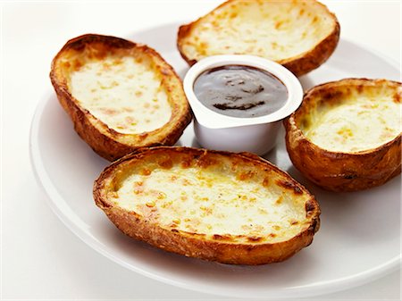 simsearch:659-06183815,k - Baked potatoes with cheese and dip Stock Photo - Premium Royalty-Free, Code: 659-03536169