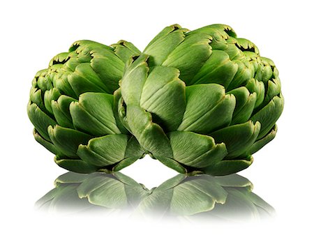 Two artichokes with reflection Foto de stock - Sin royalties Premium, Código: 659-03536610