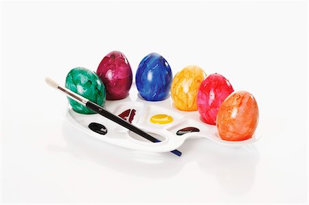 easter egg - Coloured Easter eggs with paints and paintbrush Stock Photo - Premium Royalty-Free, Code: 659-03536851
