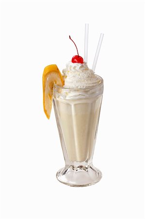 dairy products milkshakes - Banana shake with cream and cherry Stock Photo - Premium Royalty-Free, Code: 659-03537278