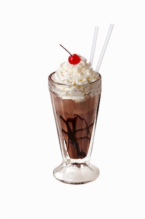 dairy products milkshakes - Chocolate milkshake with cream and cherry Stock Photo - Premium Royalty-Free, Code: 659-03537279