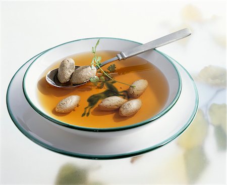 simsearch:659-03533389,k - A plate of venison consommÈ with venison dumplings Stock Photo - Premium Royalty-Free, Code: 659-03530059