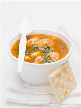 soup and crackers - Goulash soup with small dumplings and cracker Stock Photo - Premium Royalty-Free, Code: 659-03531103