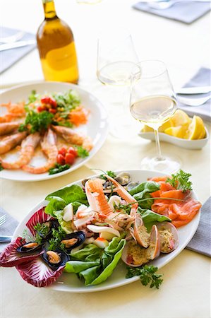 simsearch:659-03531046,k - Plate of assorted seafood appetisers Stock Photo - Premium Royalty-Free, Code: 659-03531797