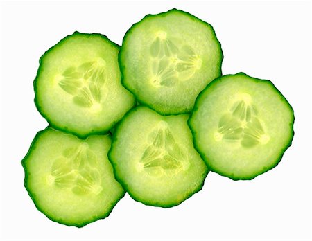 simsearch:659-03530571,k - Five slices of cucumber Foto de stock - Sin royalties Premium, Código: 659-03532315