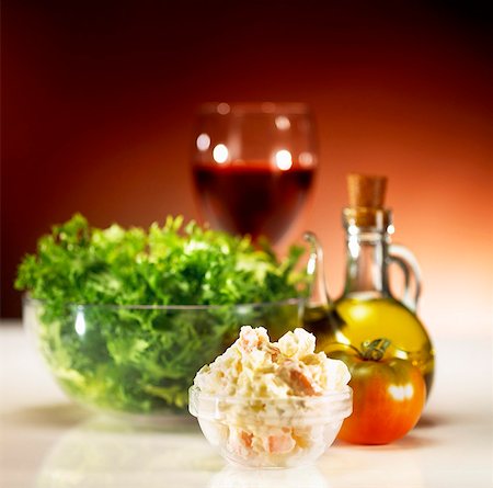 russian cooking - Russian salad, green salad and tomato Stock Photo - Premium Royalty-Free, Code: 659-03533024