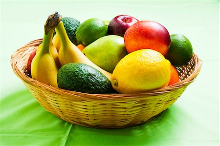 fresh fruits basket pictures - Basket of assorted fruit Stock Photo - Premium Royalty-Free, Code: 659-03533872