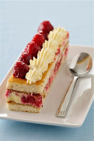 fruit birthday cake photo - Portion of raspberry and cream sponge cake Stock Photo - Premium Royalty-Free, Code: 652-05806764