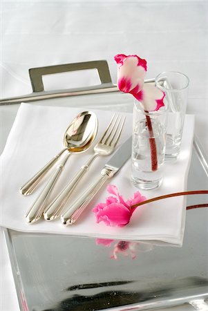 simsearch:652-03633426,k - Cutlery and table decorations for a restaurant Stock Photo - Premium Royalty-Free, Code: 652-05806877