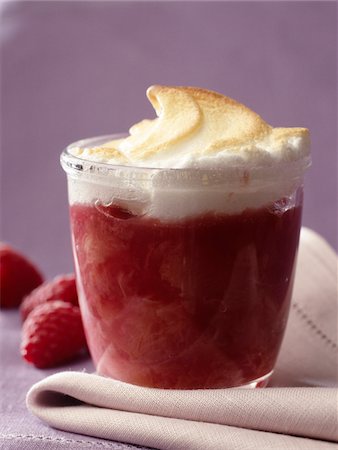simsearch:652-07655683,k - Raspberry and rhubarb compote with meuringue topping Stock Photo - Premium Royalty-Free, Code: 652-05807509