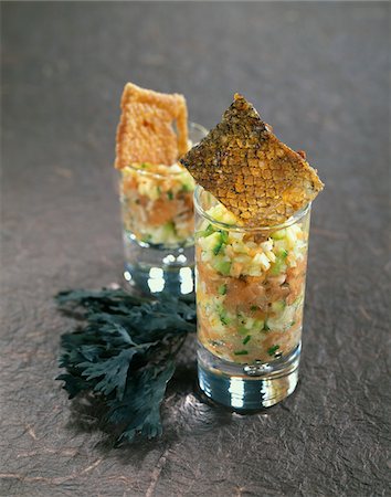 Salmon and vegetable tartare Verrine Stock Photo - Premium Royalty-Free, Code: 652-05807750