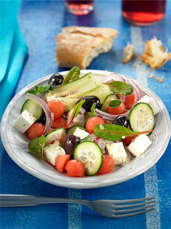 ensalada griega - Greek salad Foto de stock - Sin royalties Premium, Código: 652-05807811