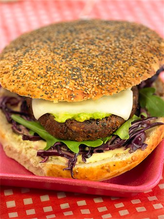 steak and cheese - Lentil burger Stock Photo - Premium Royalty-Free, Code: 652-05807868