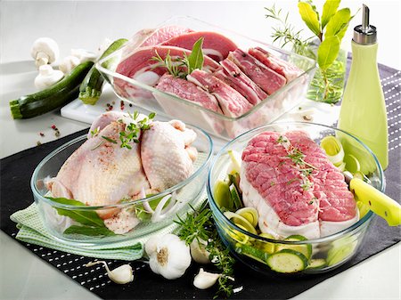 simsearch:652-03803644,k - Raw chicken and veal cuts Stock Photo - Premium Royalty-Free, Code: 652-05808786