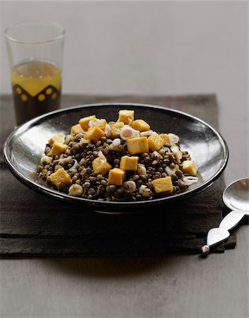 Lentil salad with diced tofu and citronella Stock Photo - Premium Royalty-Free, Code: 652-05808948
