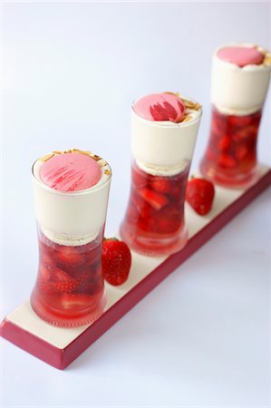 simsearch:652-03802357,k - Strawberry,macaroon and whipped cream Verrines Stock Photo - Premium Royalty-Free, Code: 652-05809641