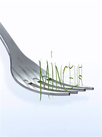 dieting - The word" minceur" on a fork Stock Photo - Premium Royalty-Free, Code: 652-06818667