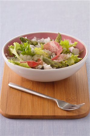 simsearch:652-06819246,k - Long grain rice salad with coppa and asparagus tops Foto de stock - Sin royalties Premium, Código: 652-06819244