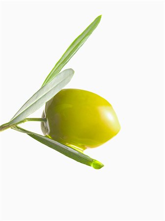 Olive and oil on an olive branch on a white background Stock Photo - Premium Royalty-Free, Code: 652-06819261