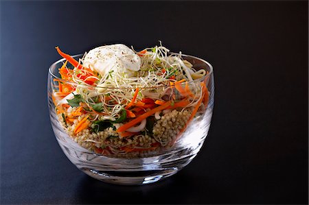 Goat's cheese,carrot,quinoa and sprout salad Stock Photo - Premium Royalty-Free, Code: 652-07655583