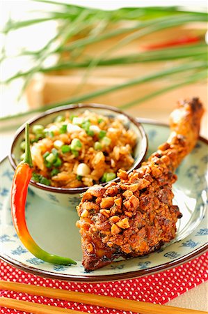 grilled chicken with peanuts Stock Photo - Premium Royalty-Free, Code: 652-01668491
